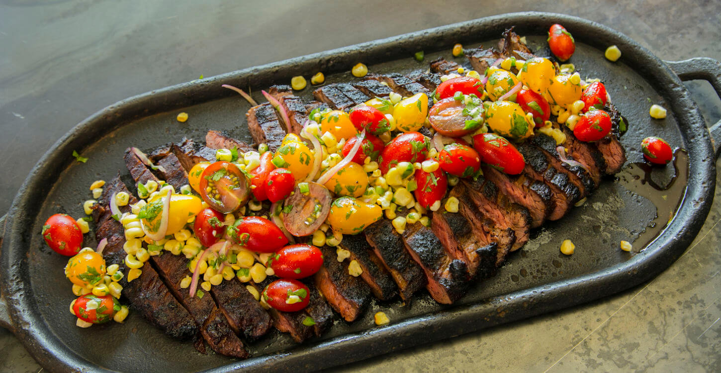 Dry Rubbed Steak with Wood Roasted Corn Salsa
