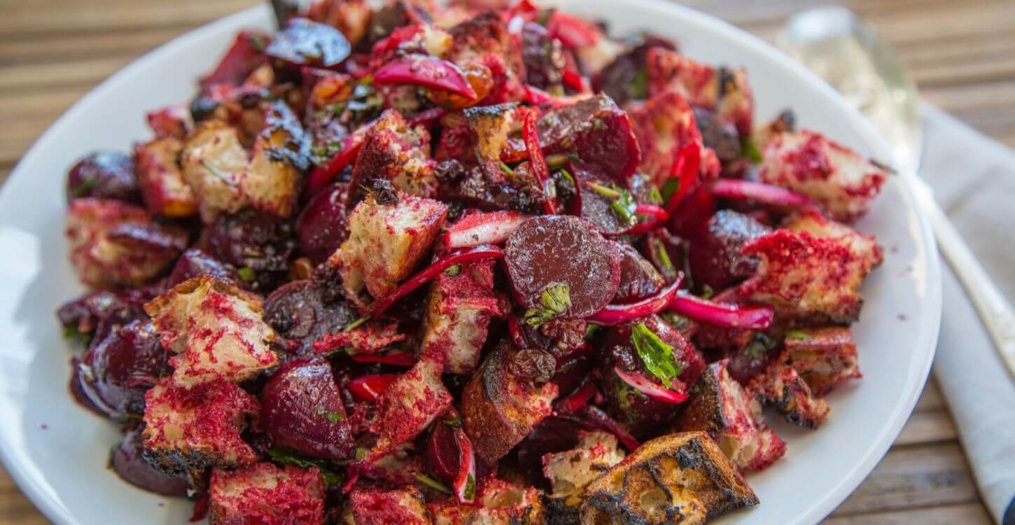 Slow Roasted Beets and Toasted Bread Salad
