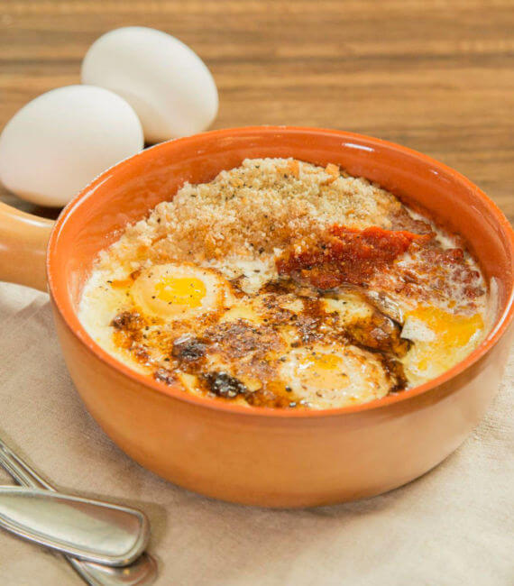Baked Eggs from a Mugnaini wood fired oven