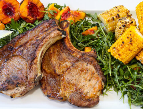Grilled Pork Chops and Peaches